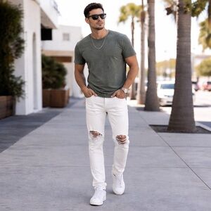 A.P.C. Petit New Standard Mens Distressed White Button Fly Jeans 34